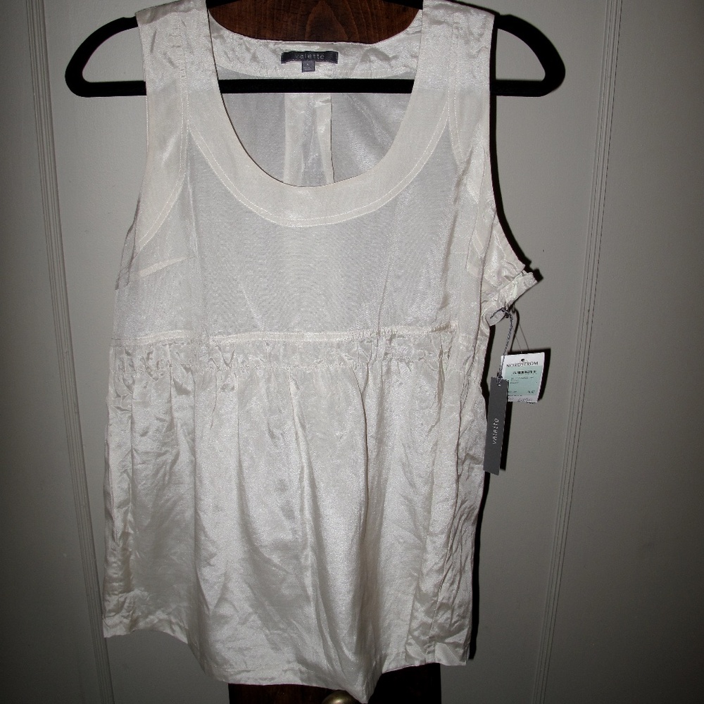 VALETTE NORDSTROM Silk Blend Ivory/Vellum Tunic Tank NWT Women's Size L Large